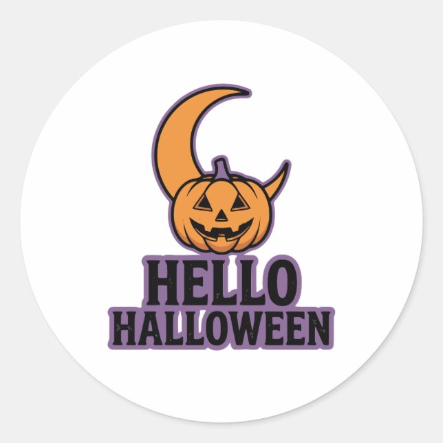 Hello Halloween Classic Round Sticker (Front)
