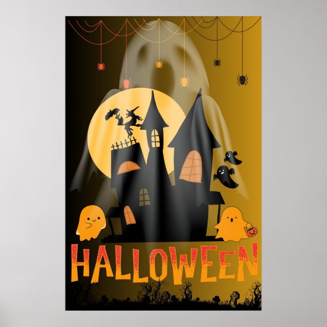 Hello Halloween, Cute and Horror Boo Graphic Poster (Front)