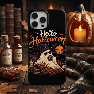 Hello Halloween Cute Ghost Drinking Coffee iPhone 15 Pro Max Case