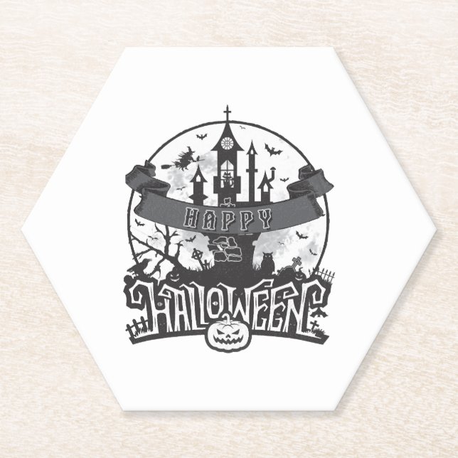 Hello Halloween - Halloween party Paper Coaster (Front)