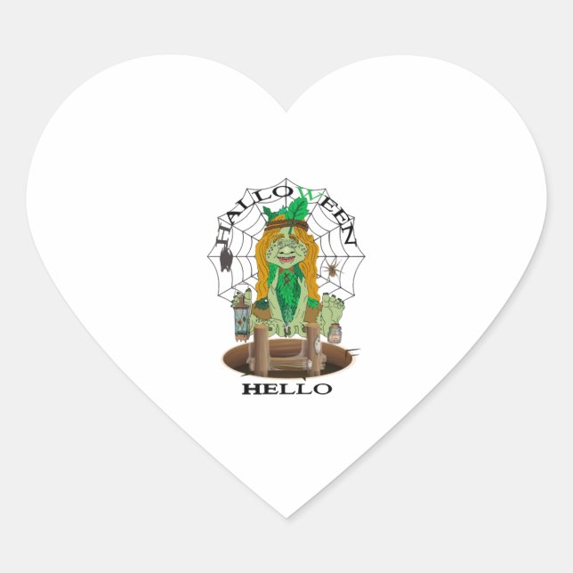 Hello Halloween       Heart Sticker (Front)