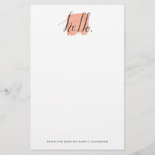 hello hand lettered watercolor stationery