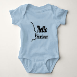 Hello Handsome Face Profile Outline Boy Baby Bodysuit