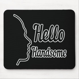 Hello Handsome Profile Face Drawing Typography Mouse Mat