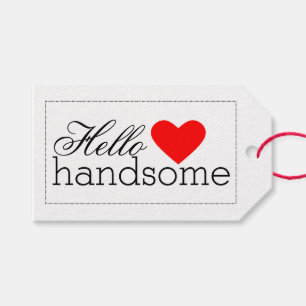 Hello Handsome With Red Heart Gift Tags