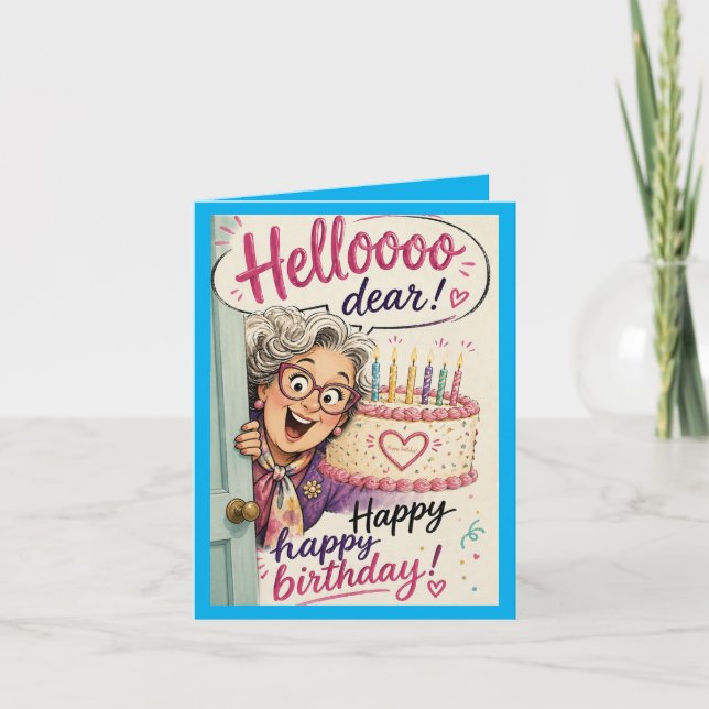 Hello happy happy birthday Folded Greeting Card (Front)