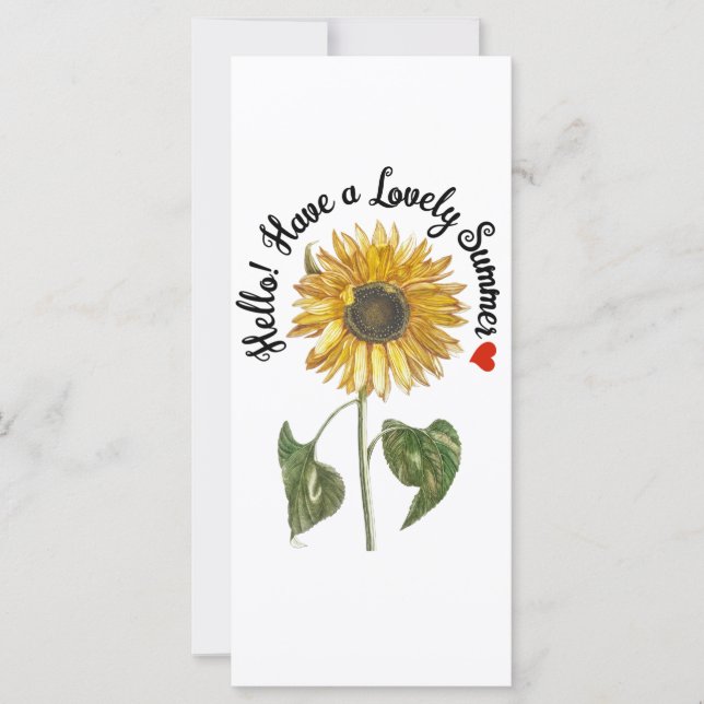 Hello! Have a Lovely Summer - Vintage Sunflower  (Front)