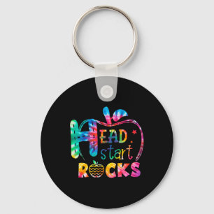 Hello Head Start Rock Tie Dye Back to School Teach Key Ring