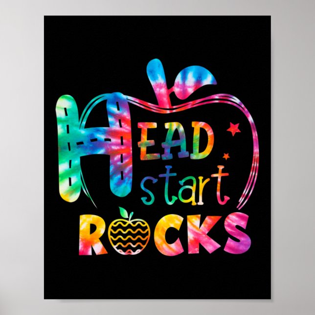 Hello Head Start Rock Tie Dye Back to School Teach Poster (Front)