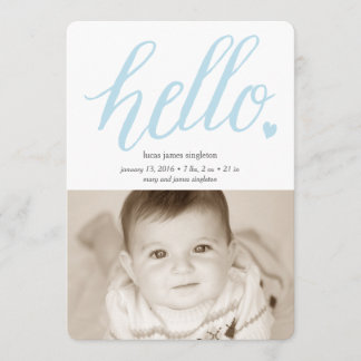 Hello Heart Birth Announcement 5x7