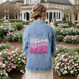 HELLO HELLO VALENTINE HAPPY VALENTINES DAY DENIM JACKET