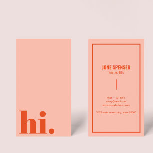 Hello Hi Casual Red & Pink Typography Retro  Business Card