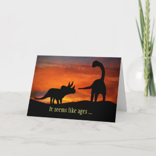 Hello  Hi Cute Dinosaurs Funny Thinking of You Holiday Card