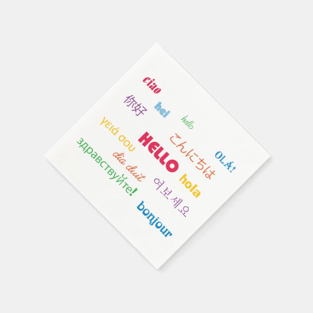 Hello Hi Many Languages Colourful Napkin (Corner)