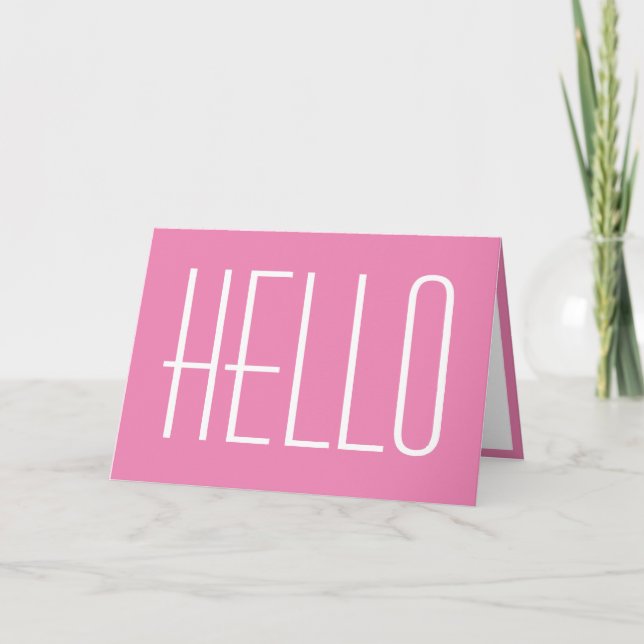 Hello Hi Pink Simplistic Typography Minimalist Card (Front)
