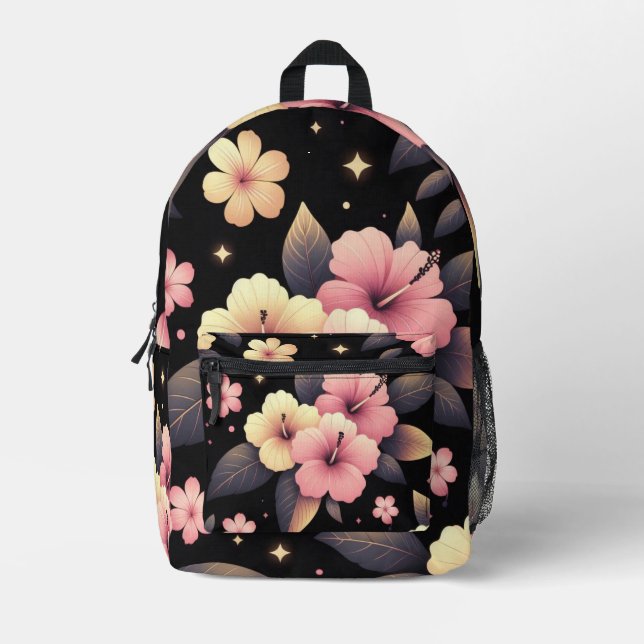 Hello Hibiscus  Printed Backpack (Front)