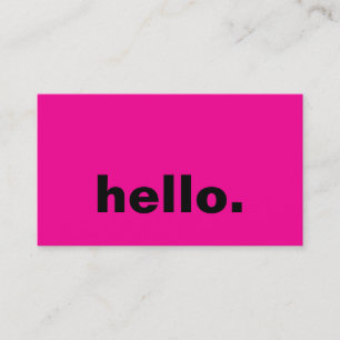 Hello Hot Pink Black Typography Custom Stylish Business Card
