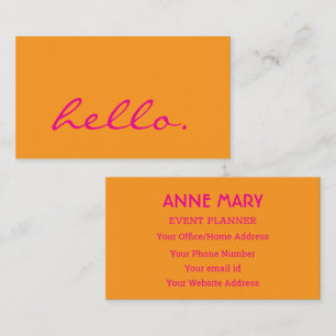 Hello Hot Pink Orange Colourful Bright Boho 2026 Business Card