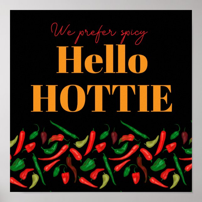 Hello HOTTIE SPICY PEPPERS kitchen Wall Art (Front)