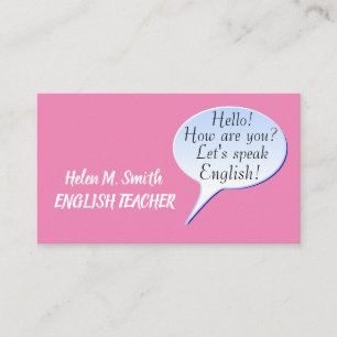 Hello How are you Bubble Speech English Teacher Business Card