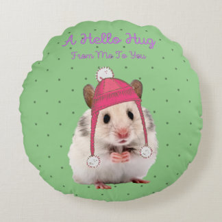 Hello Hug Hamster Round Cushion
