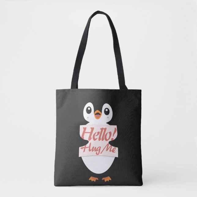 Hello! Hug Me - penguin costume personalisation Tote Bag (Front)