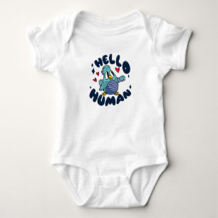 Hello human cute bird baby bodysuit