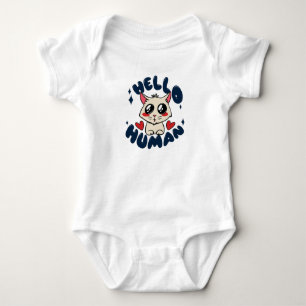 Hello human Cute Cat Baby Bodysuit
