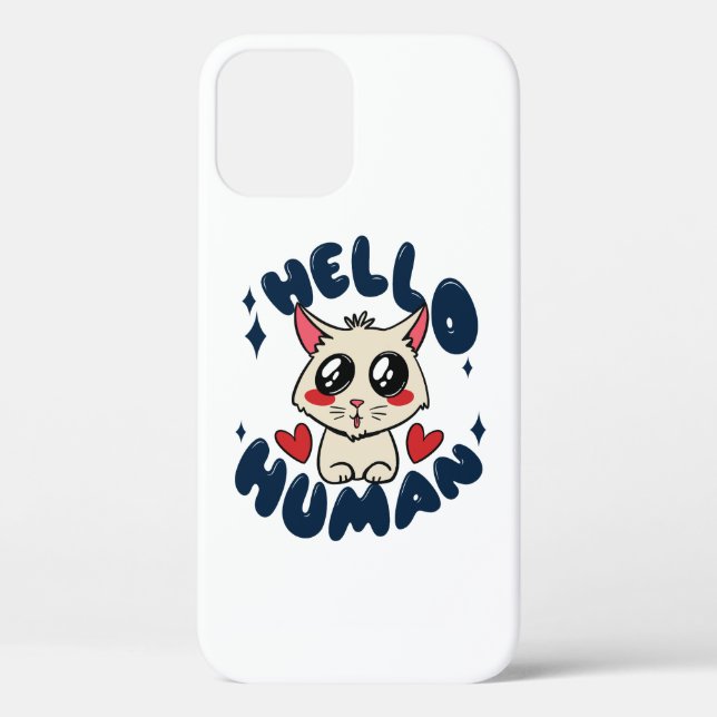 Hello human Cute Cat Case-Mate iPhone Case (Back)