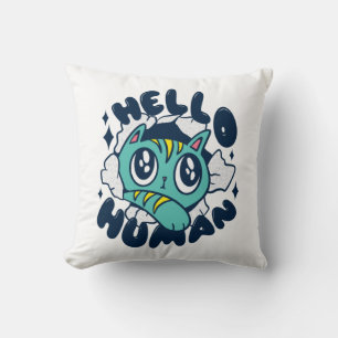 Hello human Cute Cat Cushion
