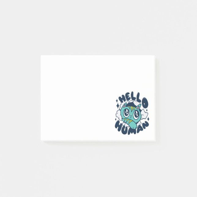 Hello human Cute Cat Post-it Notes (Front)