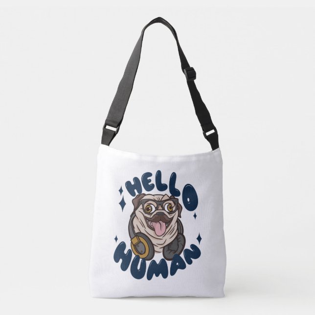 Hello human Cute dog Crossbody Bag (Front)