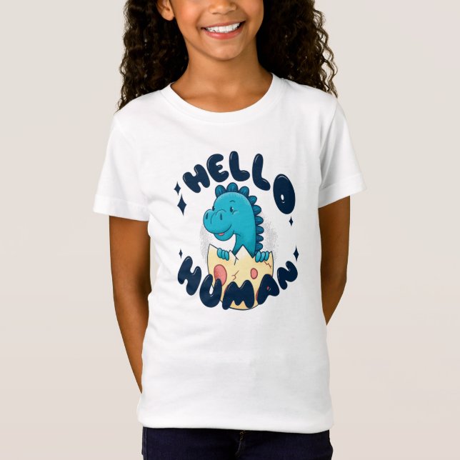 Hello human funny Dinosaur T-Shirt (Front)