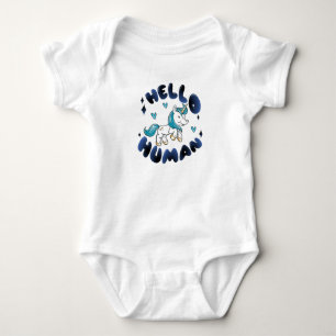 Hello human Lovely Unicorn Baby Bodysuit