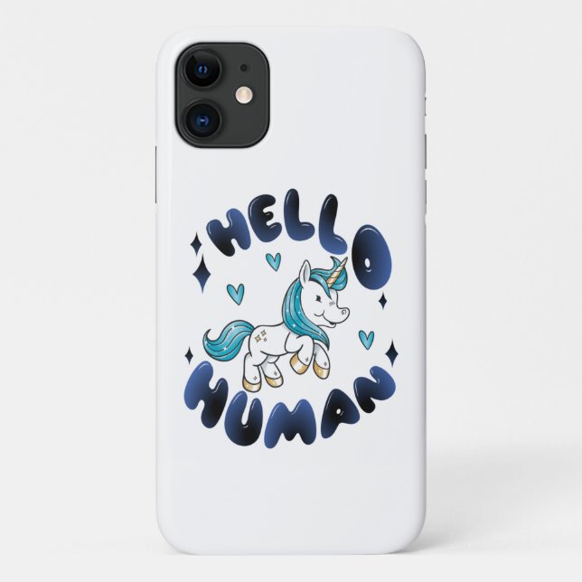 Hello human Lovely Unicorn Case-Mate iPhone Case (Back)