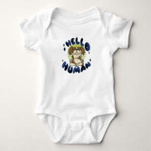 Hello human Meditating yoga dog Baby Bodysuit
