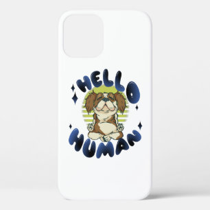 Hello human Meditating yoga dog iPhone 12 Case