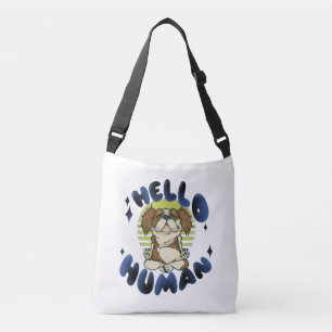 Hello human Meditating yoga dog Crossbody Bag