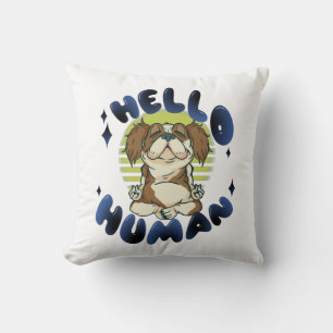 Hello human Meditating yoga dog Cushion