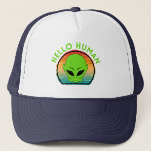 hello human trucker hat