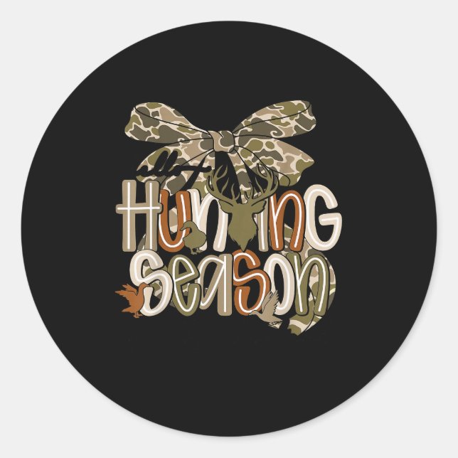 Hello Hunting Season Goodbye Husband Funny Deer  Classic Round Sticker (Front)