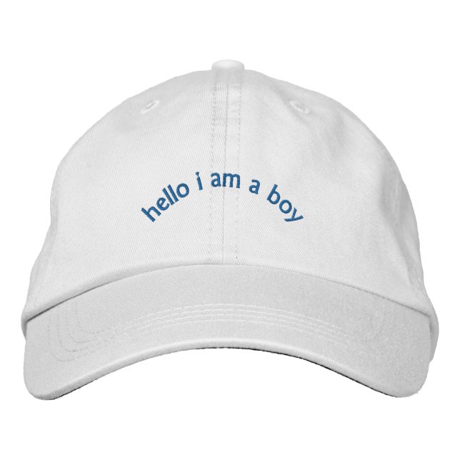 "hello i am a boy" embroidered hat (Front)