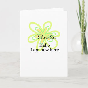 Hello I am new here name yellow green flower kids Card