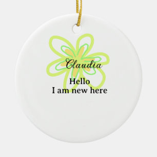 Hello I am new here name yellow green flower kids Ceramic Tree Decoration