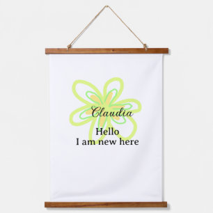 Hello I am new here name yellow green flower kids Hanging Tapestry