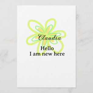 Hello I am new here name yellow green flower kids Invitation