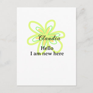 Hello I am new here name yellow green flower kids Postcard