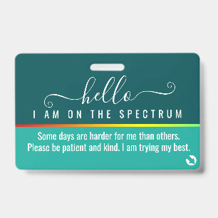 hello i am on the spectrum and emergency contact  ID badge