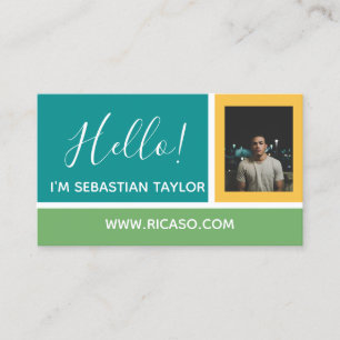 Hello I am Photo Personalised Colour Blocked Business Card