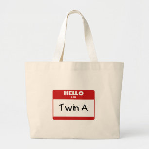Hello I Am Twin A Large Tote Bag